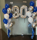 Any Two Number Blue & silver with Confetti Balloon Bouquet