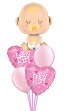 Baby Shape, Baby Girl Helium Balloon Bouquet With Weight