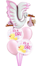 Cicogna Rosa Baby girl balloon Bouquet With Weight