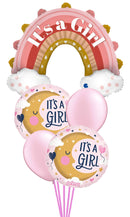 New Born baby Girl Boho Pink Rainbow Balloon Bouquet With Weight