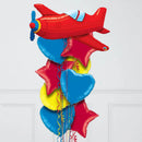Red Vintage Airplane Balloon With heart & star foil bouquet