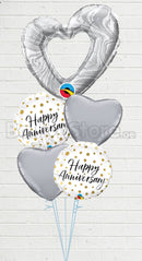 Anniversary Withe Heart all foil balloon Bouquet with weight