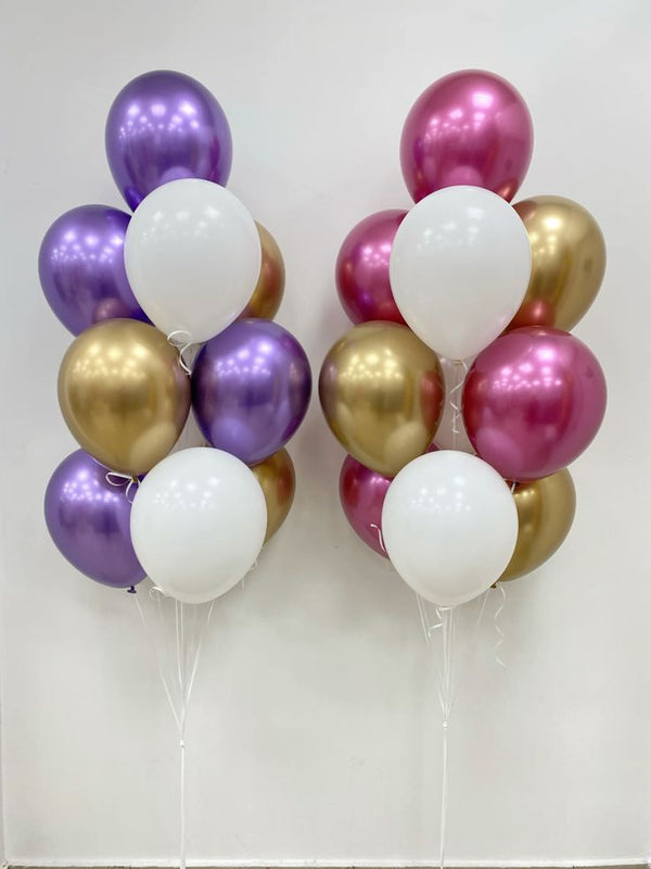 20pcs Chrome & plain white  Balloon Bouquet Set of 2