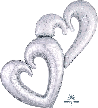 Entwined Hearts  Foil Balloon Silver