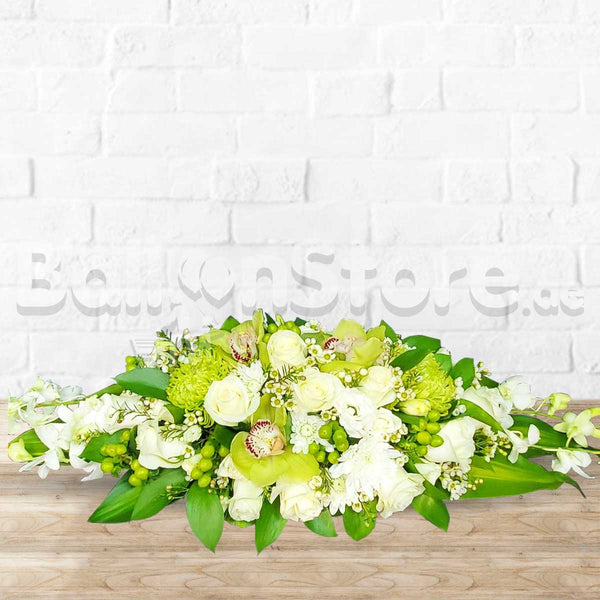 White Conference Room / Long Table Fresh Flower Arrangement