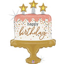 Birthday Cake Confetti Foil balloon helium & weight