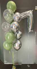 Any Single Number Confetti Classic Eucalyptus Balloon Bouquet