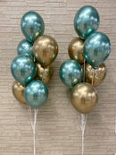 Chrome gold & chrome green balloon bouquet with weight