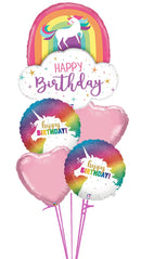 Unicorn Rainbow Birthday Balloon Bouquet With Weight