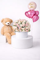 Luxury Baby Girl  Balloon & Flower Arrangement With teddy