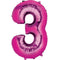 Number Three Dark  PINK Helium Filled