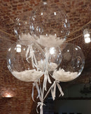 White feather Clear Bobo Balloon Set of 4