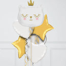 Cute White Kitten  Foil Balloon Bouquet with weight
