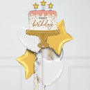 Birthday Cake Inflated Foil Balloon  Bouquet With Weight