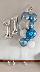 chrome blue & white balloon with star any two number  with weight