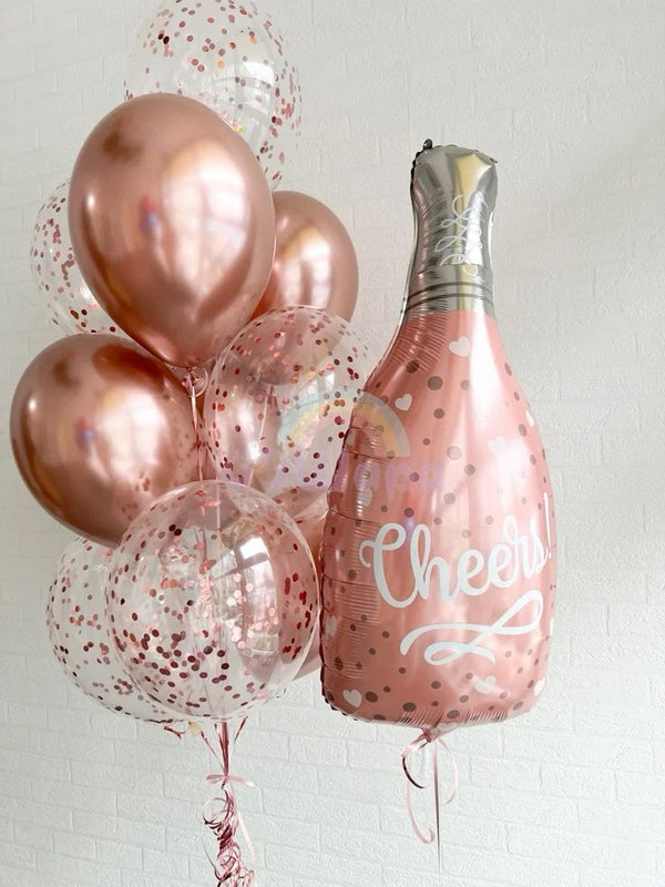 Cheers Rose junior Shape  Confetti Balloon Bouquet With Weight