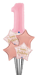 Any Single  Pastel Pink Number Birthday Balloon Bouquet With Weight