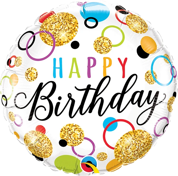 Birthday Glitter Dots Foil Balloon