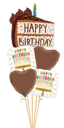 Birthday Chocolate Cake Slice Hart Balloon Bouquet