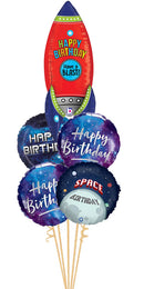 Happy Birthday Galaxy,  Astronaut & Rocket Balloon Bouquet