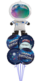 Adorable Astronaut ,Birthday Galaxy  All Foil Balloon Bouquet