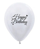 Round White Simply Happy Bday