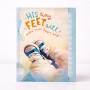 New Born Baby Boy Greeting Card - His Tiny Feet Will Make Your Heart Sing