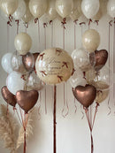 cream balloon With brown Ribbon Bow With Custom text