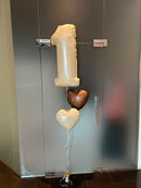 1st Birthday Number& cream, Brown heart Balloon with Weight
