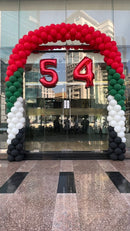 UAE National Day Full Balloons Arch with Any 2 Number on top 3DAYS NOTICE - Not Possible For Delivery