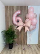 any Single Number, Pink Bow Foil Balloon Bouquet