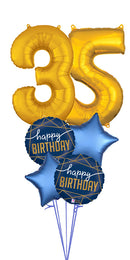 Custom age Navy Happy Birthday Balloon Bouquet With Weight
