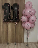 Custom Age Black & Pink Balloons With  Bow