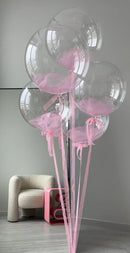 Clear Bobo balloon  Pink  Tulle inside