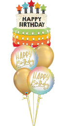 Candles Stars Birthday Cake Balloon Bouquet