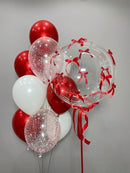 clear bobo balloon with Satin Bow, Latex Balloon Bouquet PRE ORDER day