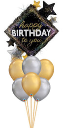 Birthday Diamond, Chrome gold & chrome silver balloon Bouquet