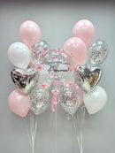 Pink Custom text balloon, pink Bow With Weight