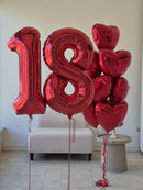 Red Number & Red Heart Balloon