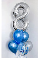 any single number blue latex & Confetti balloon  bouquet With weight