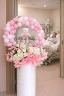 Personalized Baby name, Flower & balloon Arrangement With Teddy