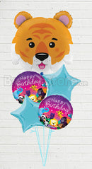 Tiger Head Round Party Animal Happy Birthday Balloon bouquet