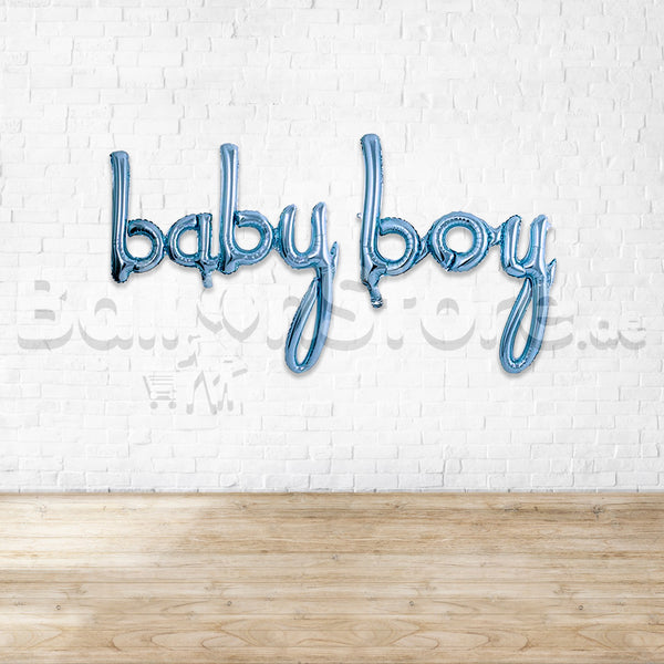 Script Baby Boy Blue Air-Filled Foil Balloon Banner Air-Filled - NON FLYING