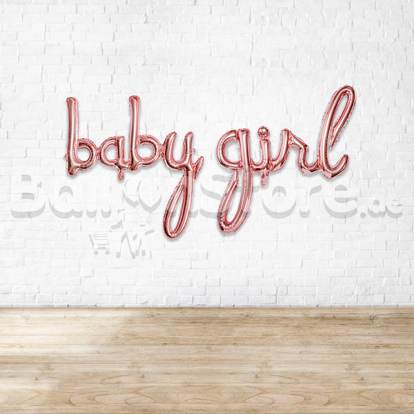 Script Baby Girl Pink Air-Filled Foil Balloon Banner Air-Filled - NON FLYING