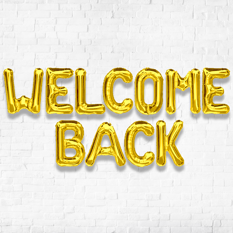 16" Welcome Back GOLD Alphabet Foil Balloons Banner NO HELIUM / NON FLYING