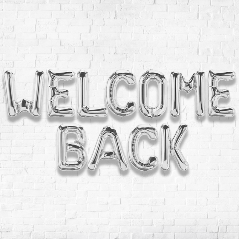 16" Welcome Back Alphabet SILVER Foil Balloons Banner NO HELIUM / NON FLYING