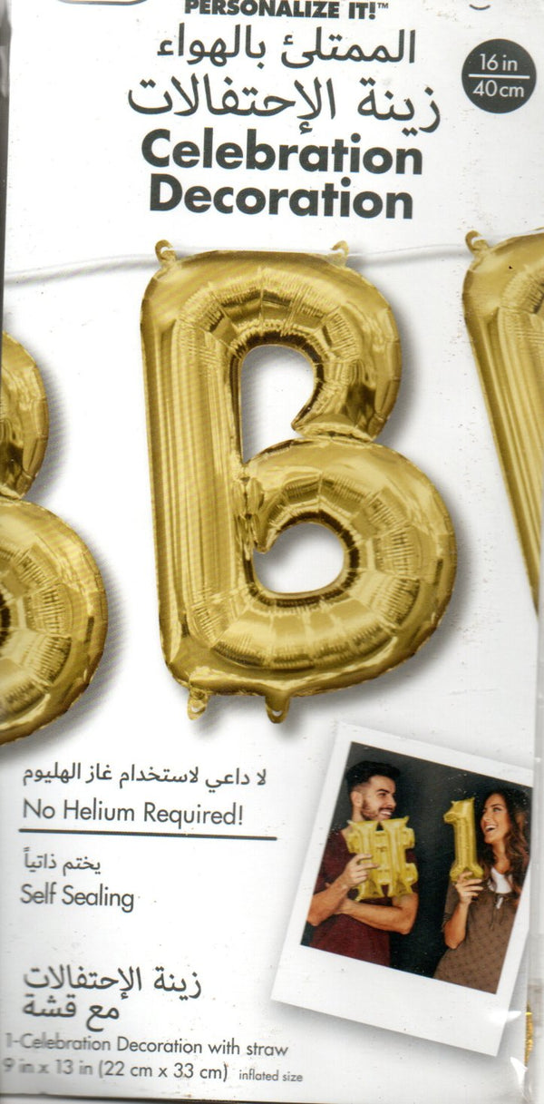 16inch Letter B Gold NON FLYING Air-Filled Only