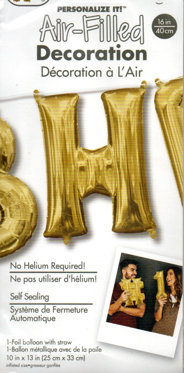 16inch Letter H Gold NON FLYING Air-Filled Only