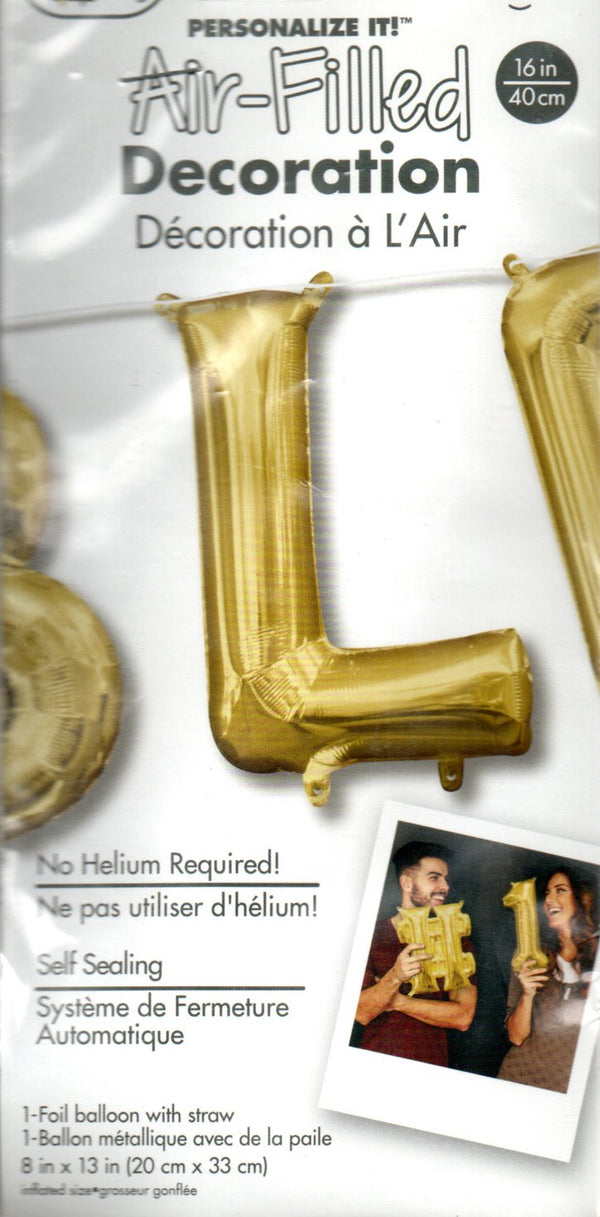 16inch Letter L Gold NON FLYING Air-Filled Only