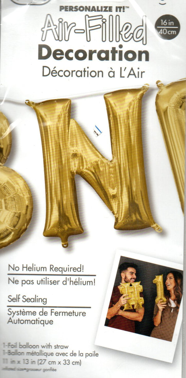 16inch Letter N Gold NON FLYING Air-Filled Only